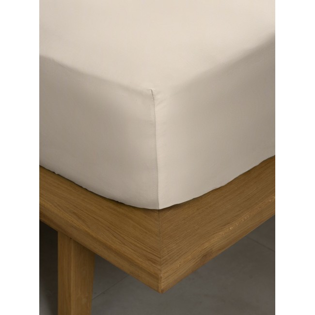 Κατωσέντονο Βαμβακοσατέν Omnia με λάστιχο Beige Διπλό (160x200+40)