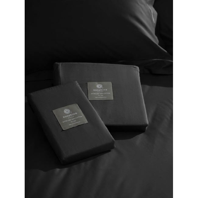 Κατωσέντονο Βαμβακοσατέν Omnia με λάστιχο Black Υπέρδιπλο (180x200+40)