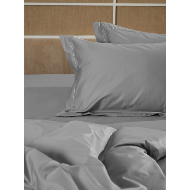 Σετ Σεντόνια Βαμβακοσατέν Omnia μονόχρωμα Grey King Size (280x300)