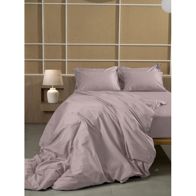 Σετ Σεντόνια Βαμβακοσατέν Omnia μονόχρωμα Powder King Size (280x300)