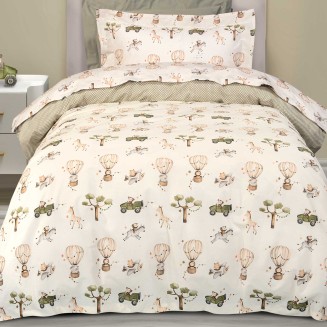 Παπλωματοθήκη Σετ Μονή 160x240 Greenwich Polo Club Essential 8860 Ivory-Olive Green