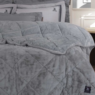 Κουβερτοπαπλωμα Υπέρδιπλο 220x240 Greenwich Polo Club Faux Fur-Sherpa 3446 Γκρι