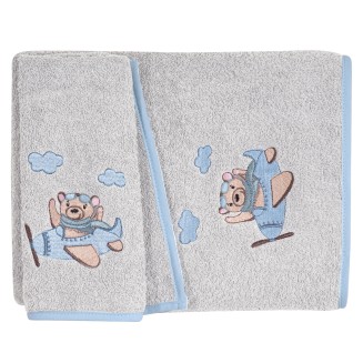 Σετ Πετσέτες 2 Τεμαχίων Greenwich Polo Club Βaby 8851 Blue-Grey