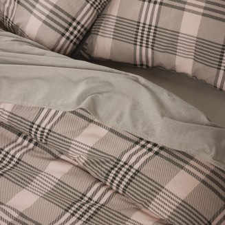 Παπλωματοθήκη Σετ Υπέρδιπλη Φανέλα 220x240 Das Home Happy Flannel 9679 Beige-Olive