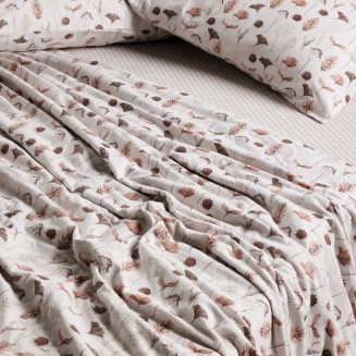 Παπλωματοθήκη Σετ Υπέρδιπλη Φανέλα 220x240 Das Home Happy Flannel 9681 Beige-Brown