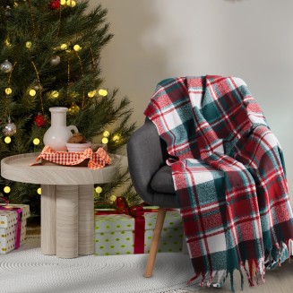 Κουβέρτα Καναπέ 130x170 Das Home Faux Mohair 1378 Green-Red