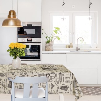 Τραπεζομάντηλο 140x180 Das Home 721 Κρέμ-Μαύρο