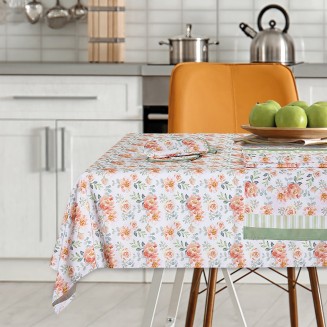 Τραπεζομάντηλο 140x220 Das Home 720 Λευκό-Πράσινο-Σομόν