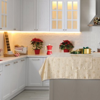 Τραπεζομάντηλο Χριστουγεννιάτικο 140x220 Das Home 717 Μπέζ-Χρυσό
