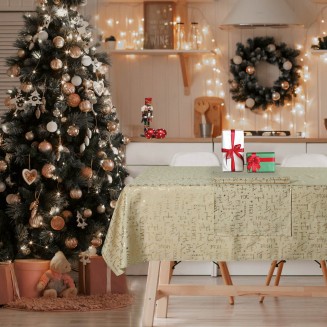 Τραβέρσα Runner Χριστουγεννιάτικη 45x140 Das Home 715 Μπέζ-Χρυσό