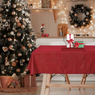 Τραβέρσα Runner Χριστουγεννιάτικη 45x140 Das Home 716 Κόκκινο-Χρυσό
