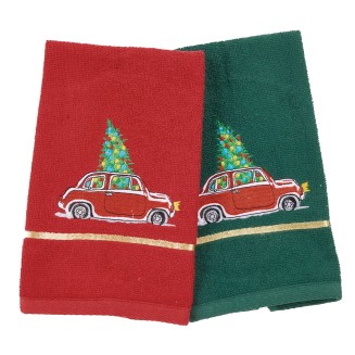 Ποτηρόπανα Σετ Christmas 2 Τεμαχίων 30x50 Das Home 0812 Green-Red