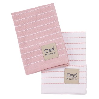Ποτηρόπανα Σετ 2 Τεμαχίων 30x50 Das Home 0823 Pink-White