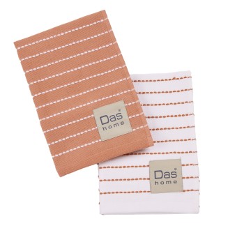 Ποτηρόπανα Σετ 2 Τεμαχίων 30x50 Das Home 0826 Teracotta-White