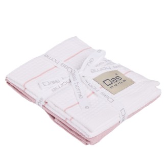 Ποτηρόπανα Σετ 2 Τεμαχίων 30x50 Das Home 0828 Pink-White