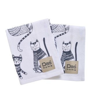 Ποτηρόπανα Σετ 2 Τεμ. 40x60 Das Home 0735 Grey-White