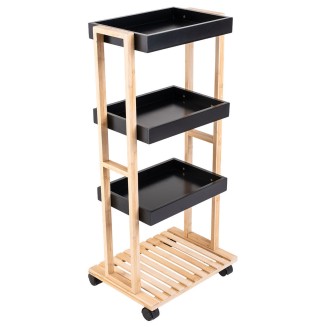 Τρολλει Κουζινας Bamboo Essentials 4 Επιπεδων 40X30X88Cm Μαυρο Estia 01-13035