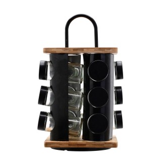 Βαση Μπαχαρικων Bamboo Essentials Με 12 Γυαλινα Δοχεια Περιστρεφομενη Μαυρη Estia 01-14650
