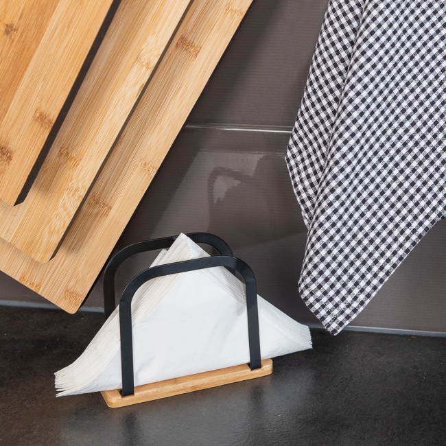 ESTIA ΧΑΡΤΟΠΕΤΣΕΤΟΘΗΚΗ BAMBOO ESSENTIALS ΟΡΘΙΑ ΜΕΤΑΛΛΙΚΗ 15x6x12.5cm ΜΑΥΡΗ