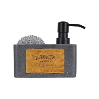 Δοχείο Υγρού Πιάτων 120ml Estia Με Θήκη Για Σφουγγάρι Γκρί 02-18139