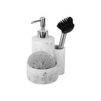 Δοχείο Υγρού Πιάτων Estia Με Θήκη Για Σφουγγάρι & Βούρτσα Marble 02-18146