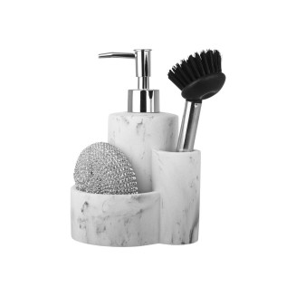 Δοχείο Υγρού Πιάτων Estia Με Θήκη Για Σφουγγάρι & Βούρτσα Marble 02-18146