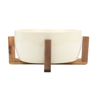 Σαλατιέρα Acacia 28cm Με Βάση Ivory Estia 01-25014