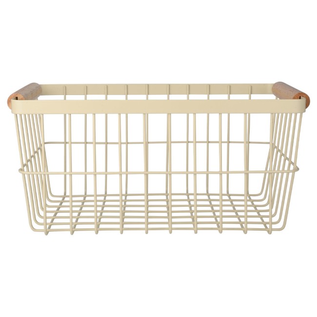 ESTIA ΚΑΛΑΘΙ ΟΡΓΑΝΩΣΗΣ ACACIA ΜΕΤΑΛΛΙΚΟ ΜΕ ΞΥΛΙΝΕΣ ΛΑΒΕΣ 33x22x15 IVORY