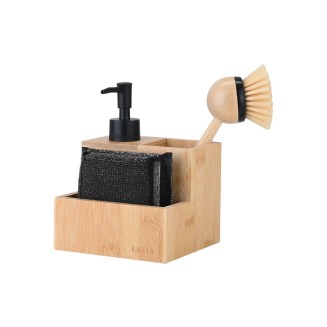 Δοχείο Υγρού Πιάτων Estia Με Σφουγγάρια Και Βούρτσα Bamboo Essentials 02-31947