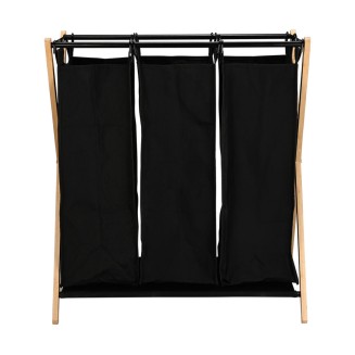 Καλάθι Απλύτων 68x40x76cm 3 Θέσεων 102lt Estia Bamboo Essentials Μαύρο 02-26967