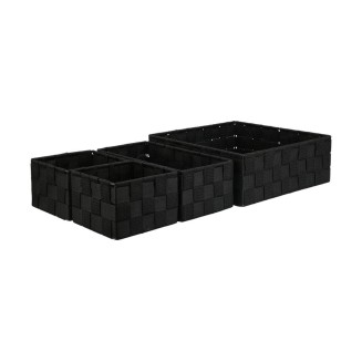 Καλάθια Οργάνωσης Σετ 4 Τεμαχίων 28x28x10cm 26x13x9cm 13x13x9cm Estia Woven Μαύρα 02-28213