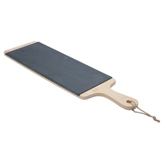 Πλατώ Σερβιρίσματος Σχιστόλιθου Με Ξύλινη Βάση 55x15cm Estia 07-24154