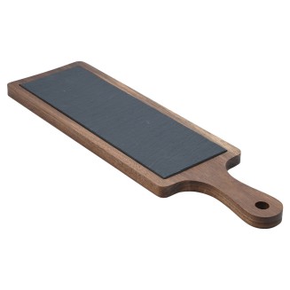 Πλατώ Σερβιρίσματος Σχιστόλιθου Με Ξύλινη Βάση Ακακία 44x13cm Estia 07-24192