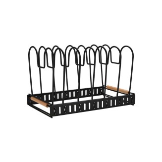 Θήκη Με Διαχωριστικά 30.5x17.7x19cm Estia Μεταλλική Με Χερούλι Bamboo Essentials Μαύρη 01-29890