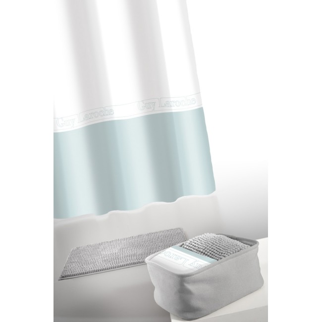 ΠΡΟΣΦΟΡΑ!! Κουρτίνα με ΔΩΡΟ κρίκους, πατάκι & καλάθι καλλυντικών MIAMI Silver