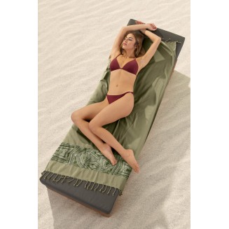 Πετσέτα Θαλάσσης 90x170 Guy Laroche Pestemal 16 Khaki