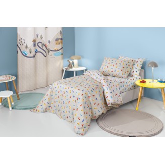 Σεντόνια Σετ Παιδικά Με Λάστιχο 100x200+28 Guy Laroche Roadtrip Natural