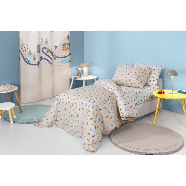 Σετ 3τμχ Παιδικά Σεντόνια Roadtrip Natural με Λάστιχο