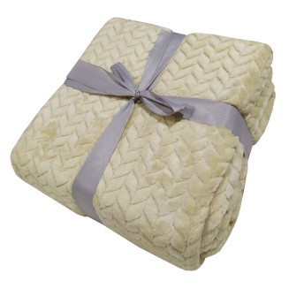 Κουβέρτα Velour 200x220 Διπλή Le Blanc Flannel Cream 400gsm