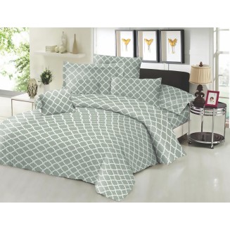 Σεντόνι Μεμονωμένο Διπλό 200x240 Κόμβος Cotton Line New Printed Montana Olive