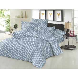 Σεντόνι Μεμονωμένο Διπλό 200x240 Κόμβος Cotton Line New Printed Montana Sky-Grey