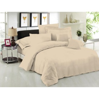 Σεντόνι Μεμονωμένο Υπέρδιπλο Με Λάστιχο 160x200+35 Le Blanc Μονόχρωμο Sand