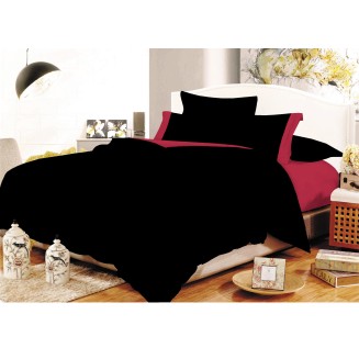 Σεντόνια Σετ Διπλά 200x240 Κόμβος Cotton Line Black-Red