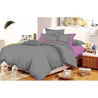 Σεντόνια Σετ Διπλά 200x240 Κόμβος Cotton Line Grey-Lilac