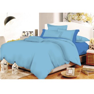 Σεντόνια Σετ Διπλά 200x240 Κόμβος Cotton Line Light Blue-Blue
