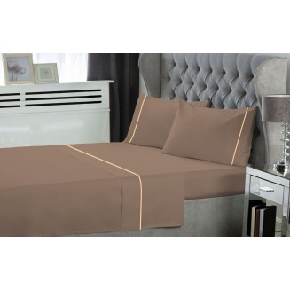 Σεντόνια Σετ Μονά 170x270 Le Blanc Μονόχρωμα Με Φυτίλι Light Brown