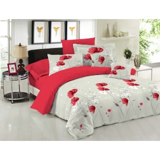 Σεντόνια Σετ Υπέρδιπλα Με Λάστιχο 160x200+33 Le Blanc Premium Anemone Red