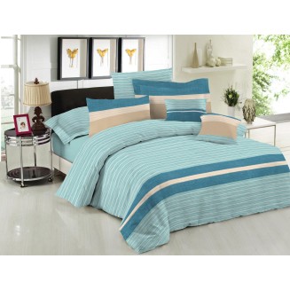 Σεντόνια Σετ Υπέρδιπλα Με Λάστιχο 160x200+33 Le Blanc Premium Brooklyn Aqua