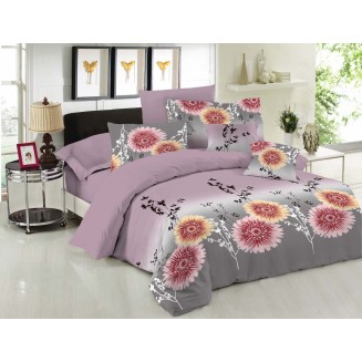 Σεντόνια Σετ Υπέρδιπλα Με Λάστιχο 160x200+33 Le Blanc Premium Chrysanthemum Lilac