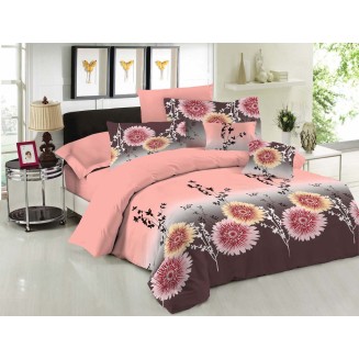 Σεντόνια Σετ Υπέρδιπλα Με Λάστιχο 160x200+33 Le Blanc Premium Chrysanthemum Peach